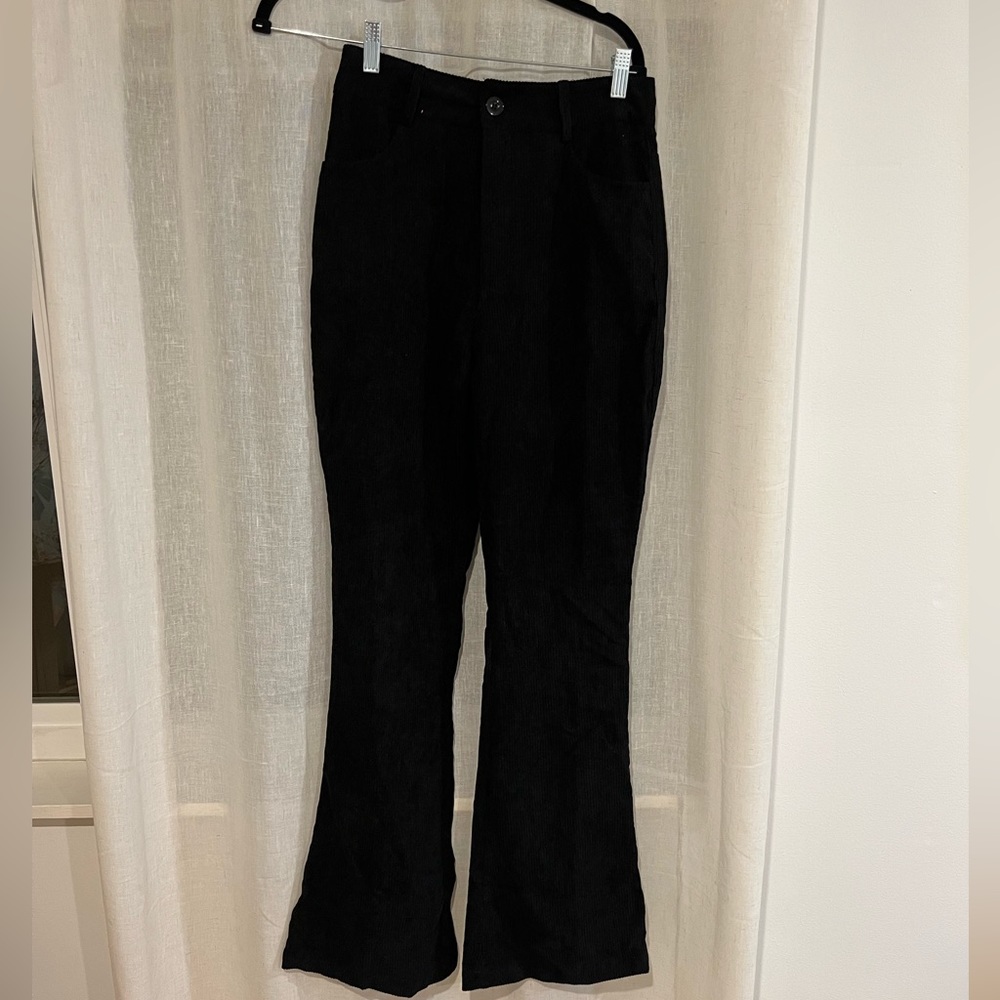 Black cord flare jeans
